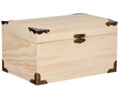 Glorex Cofre del tesoro de madera, natural, 18 x 12,5 x 10 cm