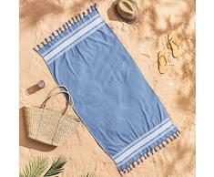 Catherine Lansfield Hammam - Toalla de Playa de algodÃ³n, Color Azul