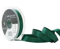 Cinta de satén de poliéster a doble cara Berisfords de 15 mm, color verde bosque