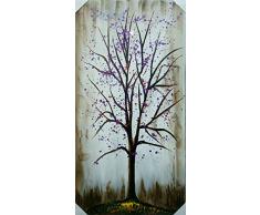 DRW Cuadro Estilo Lienzo con Bastidor de Madera de un árbol en Tonos morados
