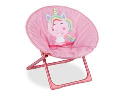 Relaxdays Silla de Acampada Infantil, Plegable, Unisex, Interior & Exterior, Asiento para niÃ±os, 1 Ud, Hierro, Unicornio, 1 Unidad