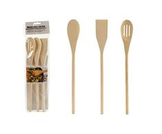 Bigbuy Home S3602053 Set de Utensilios para Cocina Madera, 3 Piezas
