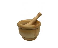 Fackelmann Majar, Salsas y alioli, Mortero para Triturar Especias, ajos y aliños, de Madera de Abedul, Ã14x10cm y Mano Ã3,5x20cm, 1ud, Natural, 14 X 10 Cm