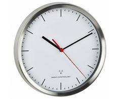TFA Dostmann Reloj de Pared controlado por Radio, Acero Inoxidable, Blanco, 21x3x21 cm