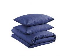 AmazonBasics - Juego de funda nórdica ligera de algodón - 200 x 200 cm / 50 x 80 cm, Azul marino