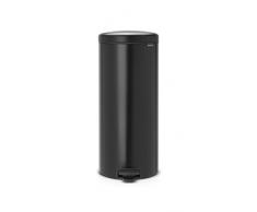 Brabantia Newicon Cubo de Basura con Pedal, Acero Inoxidable, Negro Mate, 30 l