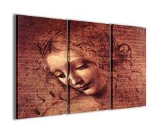 Stampe su Tela Cuadro Leonardo da Vinci lienzo moderno en 3 paneles ya enmarcados, listo para colgar, 90 x 60 cm