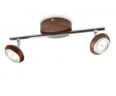 Philips myLiving Sepia - Barra de focos, LED, 2 luces, IP20, luz blanca cálida, 15000 h, color marrón