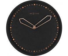 NeXtime Reloj de pared CROSS, muy silencioso, en polyresin / metal, negro, redondo, ø 35 cm