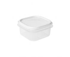 TATAY 1160201 - Contenedor de alimentos hermético cuadrado con tapa flexible a presión, Plástico transparente con tapa blanca, libre de BpA, 0,3 litros de capacidad, 10 x 10 x 5,5