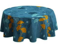 Le linge de Jules Mantel Antimanchas Ginko Azul - Redondo 160 cm