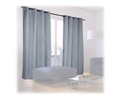 Relaxdays Cortinas Opacas con Ojales, Pack de 2, Modernas, Dormitorio Salón o Despacho, Poliéster, 245 x 135 cm, Gris