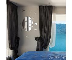 FLEXISTYLE Espejo Decorativo Butterflies 60 X 45, 3mm Acrylic Mirror from EU, Living Room, Bedroom, Hallway, Unbreakable, DIY Home Decoration, Silver, Made in EU