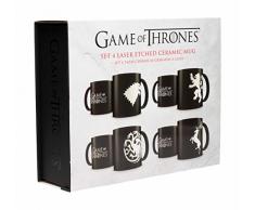 SD toys SDTHBO89277 Emblemas Casas Set 4 Tazas Grabado Laser Cerámica, Multicolor