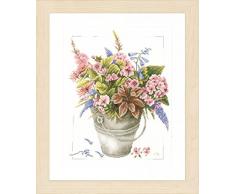 Lanarte - Kit de punto de cruz contado: ramo de flores en cubo, NA, 30 x 38 cm