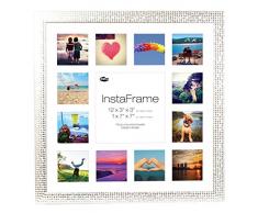 Inov8 16 x 40,64 cm Insta-Frame Marco para Instagram 13/DE Estampado a Cuadros de Fotos con paspartú Blanco y Blanco con Borde, Mosaic Plateado