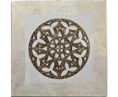 DRW - Cuadro Estilo Lienzo con un círculo en Tonos Dorados y Bronce 100x100 cms