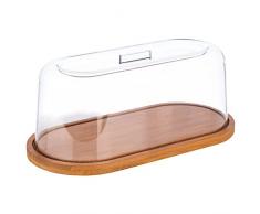 APS 826 Bandeja con capucha - Bandeja ovalada de madera de bambú con cubierta (28 x 14 cm, altura: 11,5 cm) - Campana de queso