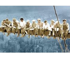 1art1 Nueva York - Men On Girder, Blue Pop Art Póster (91 x 61cm)