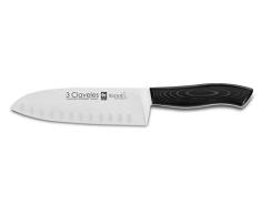 3 Claveles Rioja - Cuchillo Santoku alveolado, 18 cm, 7 pulgadas