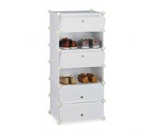 Relaxdays Zapatero Estrecho con Puertas, Blanco, 37x49x107 cm