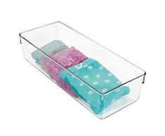 InterDesign Linus Organizador de cajones para armario y tocador, caja organizadora de 30,5 cm x 12,7 cm x 7,6 cm en plástico, transparente