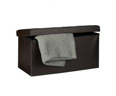 Relaxdays, Marrón Banco Asiento Plegable Cuero Sintético, 38x78x38 cm, Piél, 38 x 76 x 38 cm