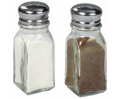 Fackelmann Salero y Pimentero. Cristal y acero inox. Transparente e inox. 9,5x4x4cm. 100ml. 2uds.