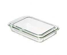 Amazon Basics Cazuela de vidrio apta para horno, conjunto de 2 unidades rectangulares de 3 l y 2 l