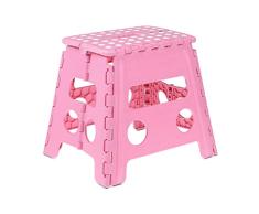 Relaxdays Taburete Plegable, Antideslizante, Resiste hasta 120 kg, Asa Transporte, Banca Infantil 32,5x37x30 cm, Rosa, 100% plÃ¡stico