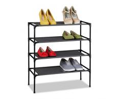 Relaxdays EstanterÃa de tela para zapatos (4 niveles, para 12 pares de zapatos, zapatero alto, 68 x 62 x 28 cm), color negro