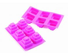 SF168 Molde de Silicona para Hacer Mini Tartas de Pisos cuadradas, Color Fucsia