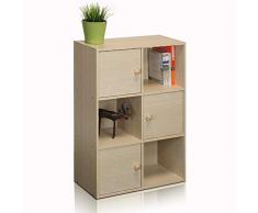 Furino Pasir Gabinete de Almacenamiento con Mango Redondo de Cristal, Madera, Steam Beech, 3x2 Column