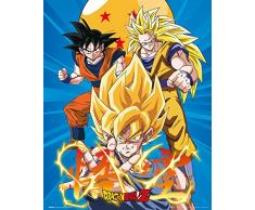 GB Eye LTD, Dragon Ball Z, 3 Gokus, Mini Póster 40x40 cm, Madera, Vario, 65 x 3,5 x 3,5 cm