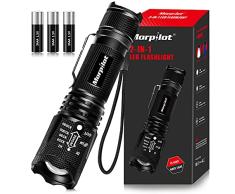 morpilot Linterna TÃ¡ctica y UV 2 en 1, Linterna LED 500LM, Linterna Militar, Aluminio, Anti-caÃ­da, Impermeable IPX4, 4 Modos, 395nm Lampara uv para Detector Billetes, 3 BaterÃ­as Incluidas, Negro