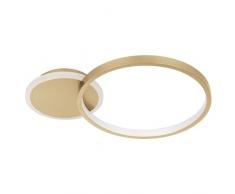 Eglo LED lámpara de techo Gafares, iluminador regulable con control remoto, luminaria de sala redonda de aluminio y acero en blanco y oro, luz blanco cálido-blanco frÃo