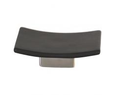 MSV JABONERA Ceramica Negra E INOX NHALE, Acero Inoxidable, 13.5x9x3.5 cm