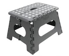 COM-FOUR® Escalón Plegable con Tacos de Goma - Taburete Plegable portátil con Capacidad de Carga de hasta 150 kg - Taburete Plegable para el hogar y la Oficina (31x22x22cm Gris - 01 Pieza)