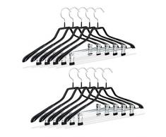 Relaxdays – Perchas, Juego DE 10, Perchas para Vestidos, Goma Metal, Antideslizante, Compacto, 42 cm, Color Negro