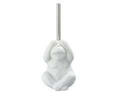 WENKO Juego para el WC Â«Monkey DarkÂ», escobillero con cepillo de inodoro en forma de un mono, cerÃ¡mica, 15 x 69 x 20 cm, en color blanco