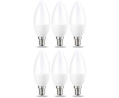 AmazonBasics Bombilla LED E14, 5.5W (equivalente a 40W), Blanco Cálido- 6 unidades
