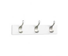AmazonBasics - Perchero de madera de pared, 3 ganchos modernos 34 cm, Blanco, 2 unidades