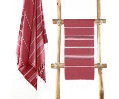 Cacala Toallas de baÃ±o Turco de Serie, algodÃ³n, Rojo, 95 x 175 x 0.5 cm