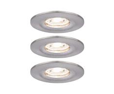 Paulmann IP44 94301 Luminaria empotrable Nova Mini LED Coin, Juego de 3, Redonda, Fija 3x4Â W Foco Techo, Acero Mate, Aluminio, Blanco cÃ¡lido 2700Â K, 12 W, Hierro mateado, 3er (Eisen gebÃ¼rstet)