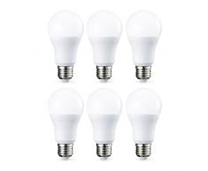 AmazonBasics Bombilla LED Esférica E27, 10.5W (equivalente a 75W), Blanco Cálido - 6 unidades