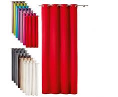 Today Cortina Opaca de poliéster con Ojales, 140 x 260 cm, Tela, Rojo, 140x260 cm