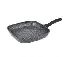Salter BW05752S Sartén Parrilla Antiadherente 28 cm, De Aluminio Forjado, Sartén Con Mango Suave, Apta Para Placas De Inducción Y Lavavajillas, Utensilios De Cocina De La Colección Megastone, Plateada