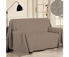 PENSIERI DELICATI Funda de Sofá 220 x 290 cm Made in Italy, Toalla 100% Algodón Puro Reciclado Teñido de Hilo, Color Unico Tabaco, Ideal como Tela Decoración, Cubre Sofá, Manta PÃcnic