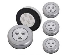Briloner Leuchten â 054, lámpara LED Luz Descendente, â Fregadero (5 unidades, inalámbrico, incluye adhesivos, función de encendido/apagado mediante drückfu, armario iluminación, funciona