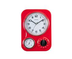 Visua Nia - Reloj metálico de cocina con temporizador mecánico y termómetro, diseño retro